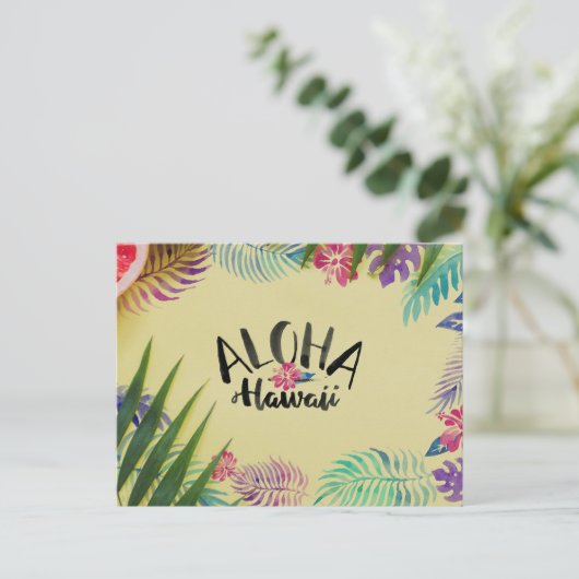 Aloha Hawaii Tropical Postcard Postkarte (Stehend Vorderseite)