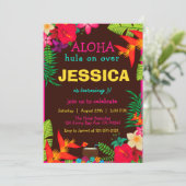 Aloha Hawaii Tropische Blume Hibiskus Geburtstag Einladung (Stehend Vorderseite)