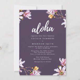 Aloha Hawaii Tropische Blumen Strandhochzeit Einladung