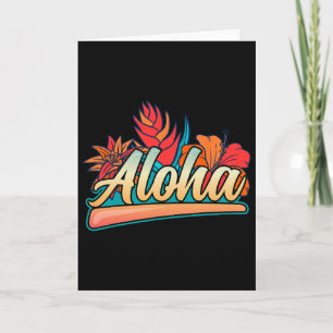 Aloha Hawaii Urlaub Surfen Strand Tropischer Hibis Karte