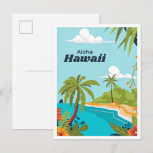 Aloha Hawaii USA Kunst Vintage Reise Postkarte