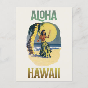 Aloha Hawaii Vintag Hula Girl Postcard Postkarte