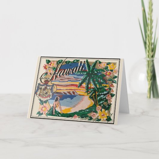 Aloha Hawaii Vintage Reise Karte (Vorderseite)