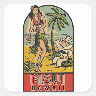 Aloha Hawaii Vintage Reise Quadratischer Aufkleber