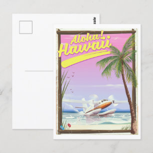 Aloha! Hawaii Vintage Reiseposter auf Leinwand Postkarte