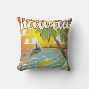Aloha! Hawaii! Vintage Reiseposter Cartoon Kissen
