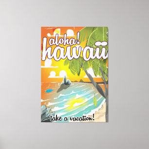 Aloha! Hawaii! Vintage Reiseposter Cartoon Leinwanddruck