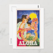 Aloha, Hawaii, Vintage Stilreise Postkarte (Vorne/Hinten)