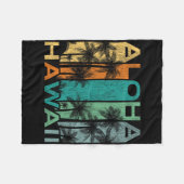 Aloha Hawaii Vintage-Surfbrett Fleecedecke (Vorderseite (Horizontal))
