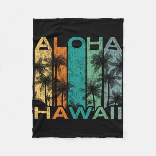 Aloha Hawaii Vintage-Surfbrett Fleecedecke (Vorderseite)