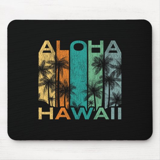 Aloha Hawaii Vintage-Surfbrett  Mousepad (Vorne)