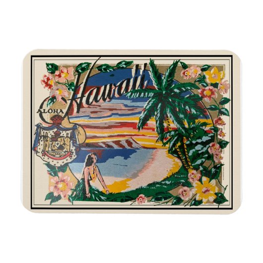 Aloha Hawaii Vintage Travel  Magnet (Horizontal)