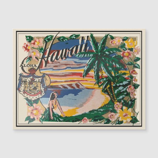 Aloha Hawaii Vintage Travel Magnet (Vorderseite)