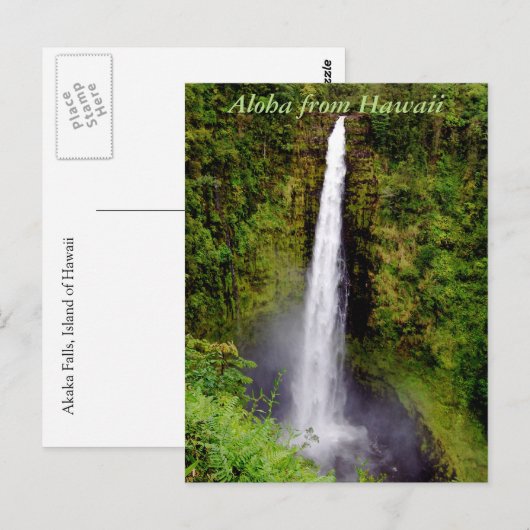 Aloha Hawaii-Wasserfall Postkarte (Vorne/Hinten)