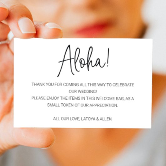 Aloha Hawaii Wedding Willkommensgeschenk Beutel Platzkarte