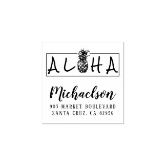 Aloha Hawaiian Ananas Nachname Rücksendeadresse Gummistempel