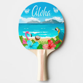 Aloha hawaiian beach flamingo blumenblau tischtennis schläger