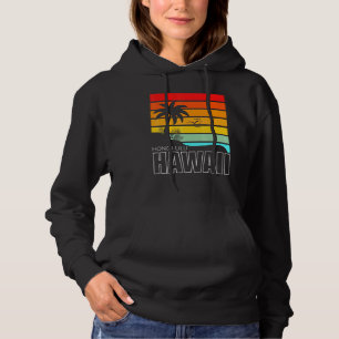 Aloha Hawaiian Beach Palm Trees Summer Retro Honol Hoodie
