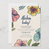 Aloha Hawaiian Blume Babydusche Einladung (Vorderseite)