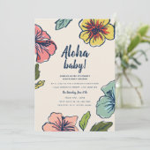 Aloha Hawaiian Blume Babydusche Einladung (Stehend Vorderseite)