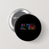 Aloha Hawaiian Blume Hawaii Funny Vacacation Surf Button (Vorne & Hinten)