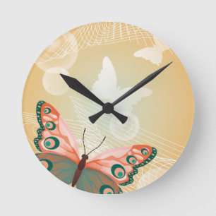 Aloha Hawaiian Butterfly Hochzeit Liebe Kunst Dest Runde Wanduhr