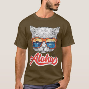 Aloha Hawaiian Cat Sonnenbrille Funny Niedlich Kit T-Shirt