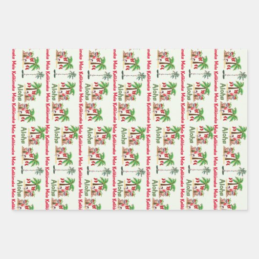 Aloha Hawaiian Christmas Wrapping Paper Geschenkpapier Set (Vorderseite 2)