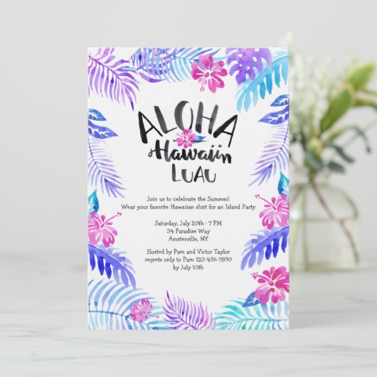 Aloha Hawaiian Einladung (Stehend Vorderseite)