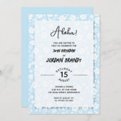 Aloha Hawaiian Floral Blue Birthday Party Einladung (Vorne/Hinten)