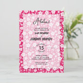 Aloha Hawaiian Floral Hot Pink Birthday Party Einladung (Stehend Vorderseite)
