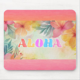 Aloha Hawaiian Floral Watercolor Mousepad