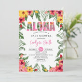 Aloha Hawaiian Girl Tropical Baby Dusche Einladung (Stehend Vorderseite)