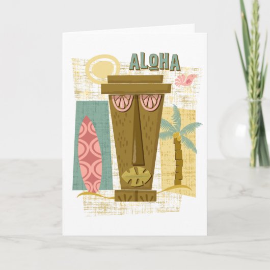 Aloha - Hawaiian Greeting Card - Retro Island Tiki Karte (Vorderseite)