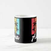 Aloha Hawaiian Hawaii Island Palm Beach Surfboard Kaffeetasse (Mittel)