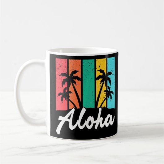 Aloha Hawaiian Hawaii Island Palm Beach Surfboard Kaffeetasse (Links)