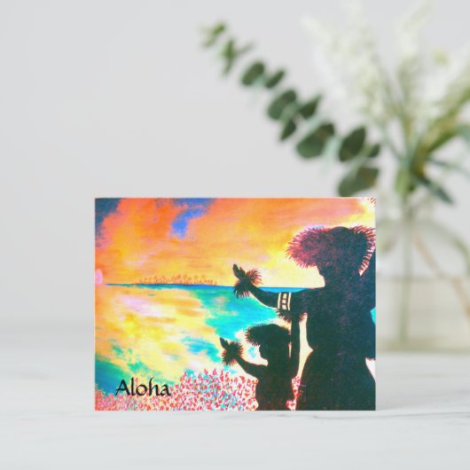 Aloha Hawaiian Hula Postcard Postkarte (Stehend Vorderseite)