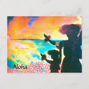 Aloha Hawaiian Hula Postcard Postkarte