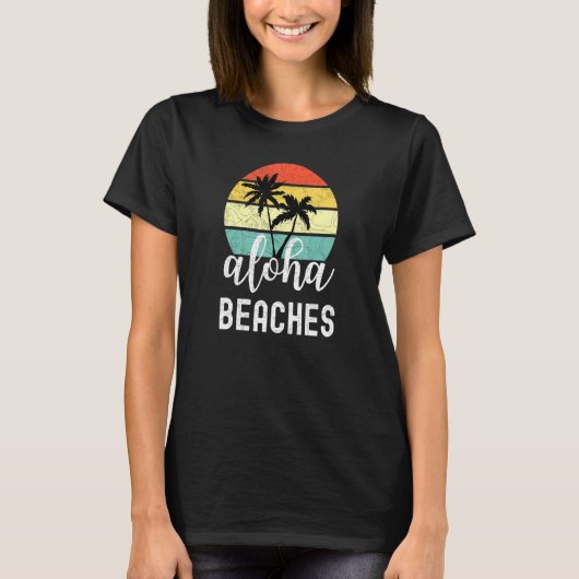 Aloha Hawaiian Island Hawaii Palm Beach Surfboard T-Shirt (Vorderseite)