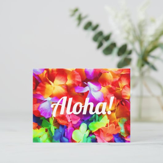 Aloha Hawaiian Lei Garland Foto Postkarte (Stehend Vorderseite)