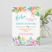 Aloha Hawaiian Luau Birthday Einladung (Stehend Vorderseite)