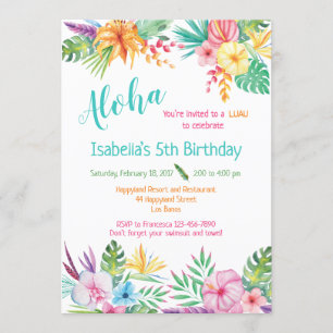 Aloha Hawaiian Luau Birthday Einladung