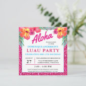 Aloha Hawaiian Luau Hibiskus Rosa Glitzer (Stehend Vorderseite)