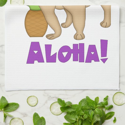 Aloha! Hawaiian Luau Mops und Ananas T-Shirts, Ges Handtuch (Gefaltet)