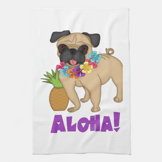 Aloha! Hawaiian Luau Mops und Ananas T-Shirts, Ges Handtuch (Vertikal)