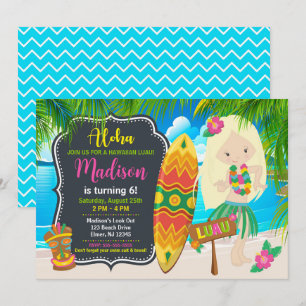 Aloha Hawaiian Luau Tropicales Mädchen Geburtstags Einladung