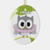 Aloha Hawaiian Owl Keramik Ornament (Rechts)