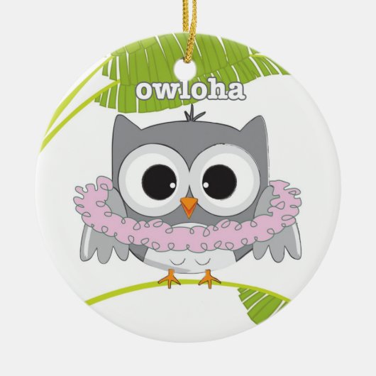 Aloha Hawaiian Owl Keramik Ornament (Vorne)