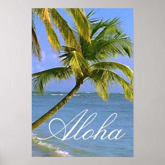 Aloha Hawaiian Palm Trees Tropical Travel Poster (Vorne)
