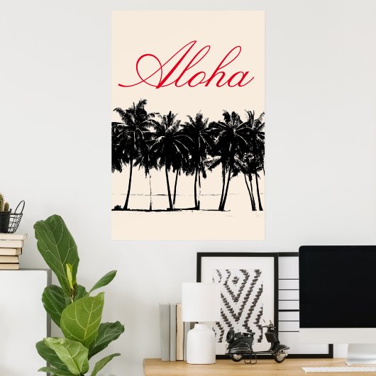 Aloha Hawaiian Palm Trees Tropics Travel Poster (Heimbüro)